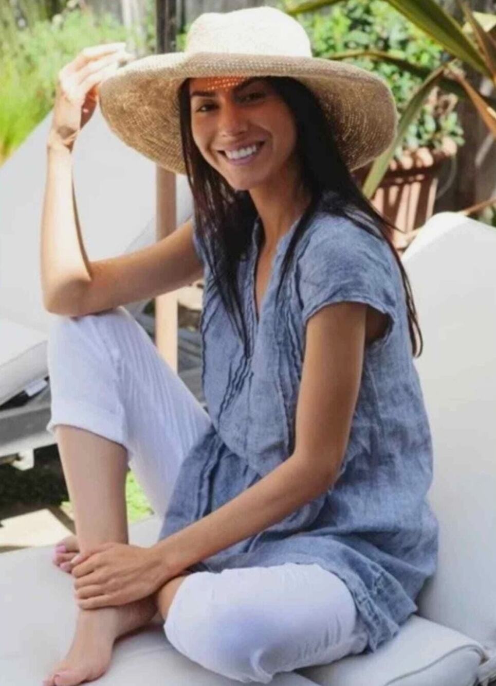 CP SHADES chambray tunic top size small